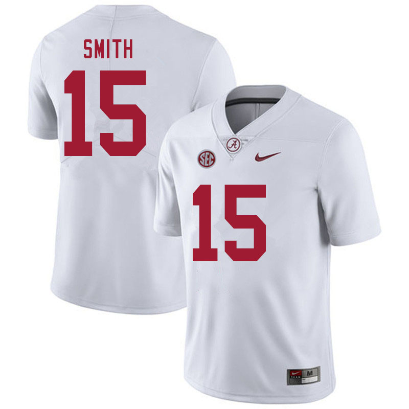 Men #15 Eddie Smith Alabama White Tide College Football Jerseys Sale-White